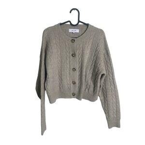 John + Jenn cropped cardigan knit heavy sweater medium Beige